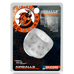 Oxballs Airballs clear silicone ballstretcher in retail blister packaging, front view