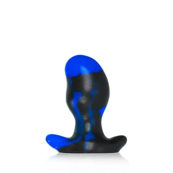 OxBalls Ergo Butt Plug in medium, featuring a blue and black swirl silicone finish