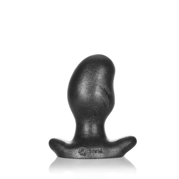 OxBalls Ergo Butt Plug in smoke black, medium size, showing curved ergonomic silhouette