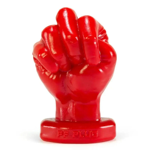OxBalls FF-Plug 1 red butt plug shaped like a clenched fist, front view