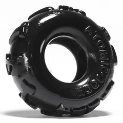 Oxballs Atomic Jock cock ring in black with textured tyre-tread outer pattern
