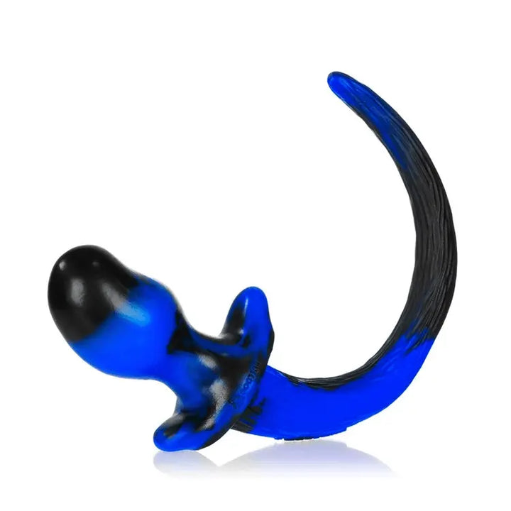 Oxballs Bulldog Large anal plug in police swirl blue and black with curved silicone tail