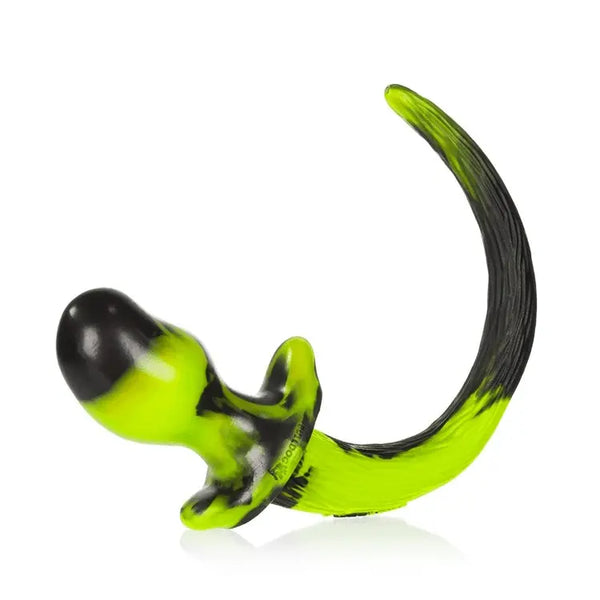Oxballs Bulldog large buttplug in acid swirl green and black silicone, front hero view