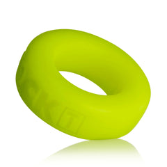 Oxballs COCK-T cockring in acid yellow liquid platinum silicone, angled hero view