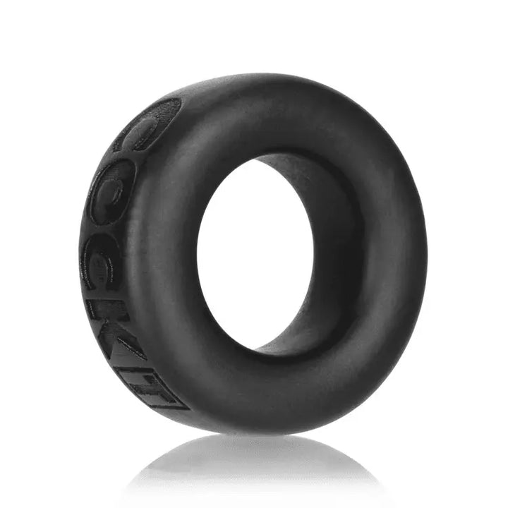 Oxballs COCK-T silicone cock ring in black, smooth toroidal shape with embossed logo
