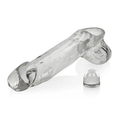 Oxballs Daddy Cocksheath in clear flexible TPR with removable insert, front view