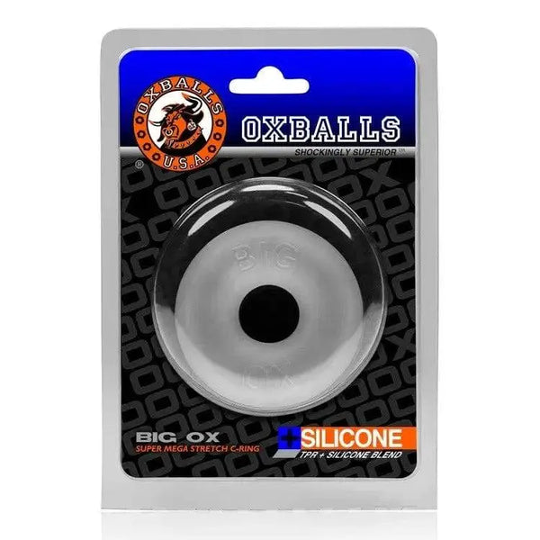 Oxballs Big Ox cock ring in cool ice displayed in retail blister packaging, silicone-TPR blend
