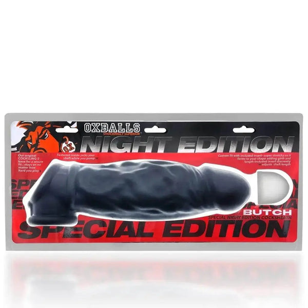 Oxballs Butch Cocksheath Special Night Edition in black on retail packaging