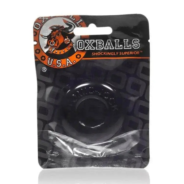 OXBALLS Do Nut 2 Cockring in black, shown in resealable retail packaging with brand logo