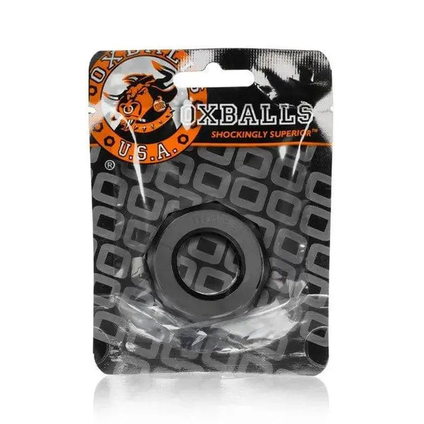 OXBALLS Humpballs Cock Ring in black, hexagonal silicone design shown in retail packaging