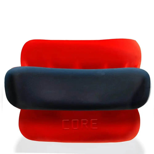 Oxballs Ultracore Ballstretcher with Axis Ring in red and dark grey flexible silicone