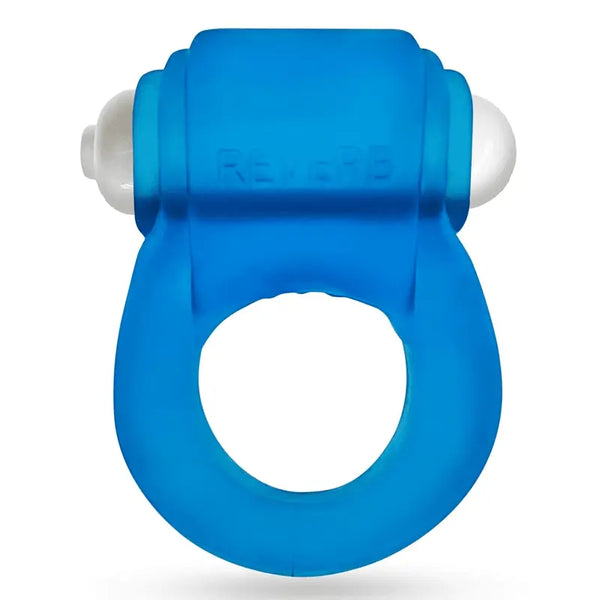 Oxballs Glowdick blue silicone LED cock ring, front view showing bullet housing and ring