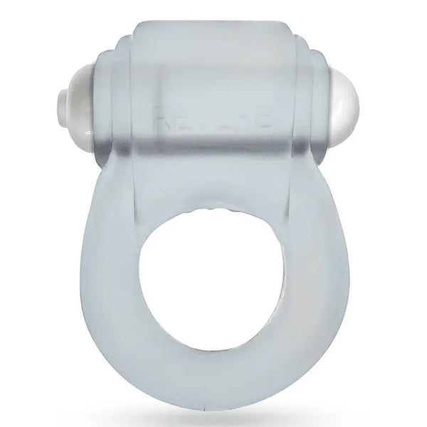 Oxballs Glowdick clear ice cock ring, front view, soft translucent silicone with LED module