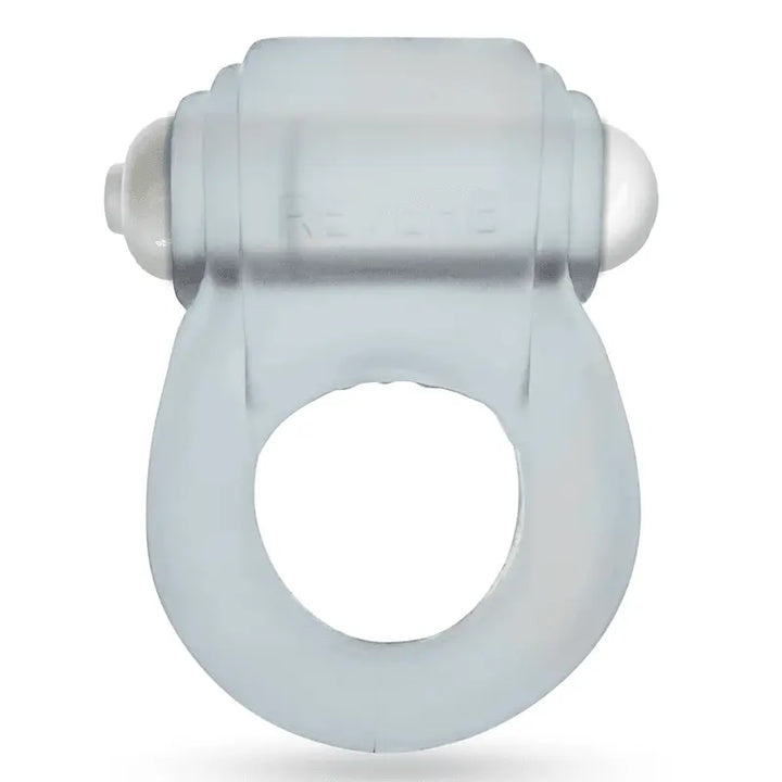 Oxballs Glowdick clear ice cock ring, front view, soft translucent silicone with LED module