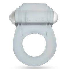 Oxballs Glowdick clear ice cock ring, front view, soft translucent silicone with LED module