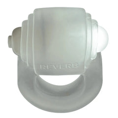 Oxballs Glowdick cock ring top-down view showing Reverb embossing and rounded LED side button