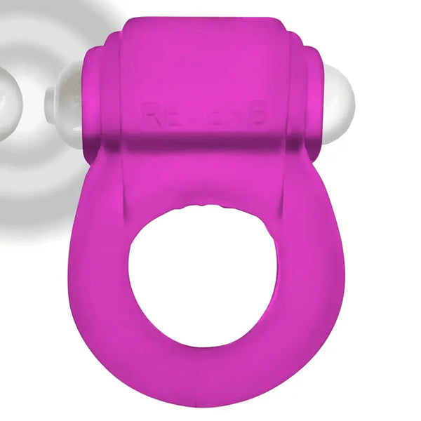 Oxballs Glowdick pink cock ring with white LED bullet and embossed Reverb detail