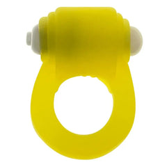 Oxballs Glowdick yellow ice silicone cock ring with white LED module, front view