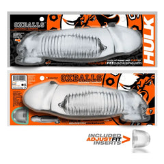 Oxballs HULK cocksheath retail packaging front and back with included AdjustFit insert accessory