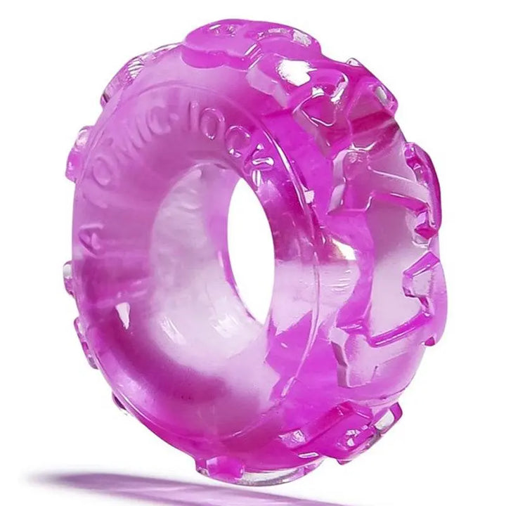 Oxballs Jelly Bean cock ring in translucent pink with textured outer grip