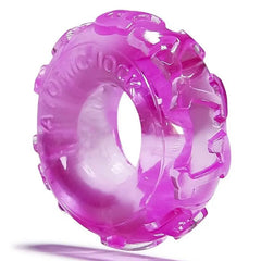 Oxballs Jelly Bean cock ring in translucent pink with textured outer grip