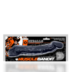 Oxballs Muscle Bandit cocksheath in retail packaging highlighting FLEXTPR material and AdjustFit insert