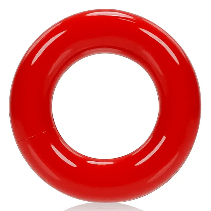 Oxballs OXR-1 red cock ring, smooth glossy finish, thick circular silicone band, front view
