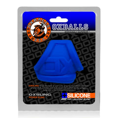 Oxballs Oxsling Power Sling in blue silicone-TPR blend, retail clamshell packaging