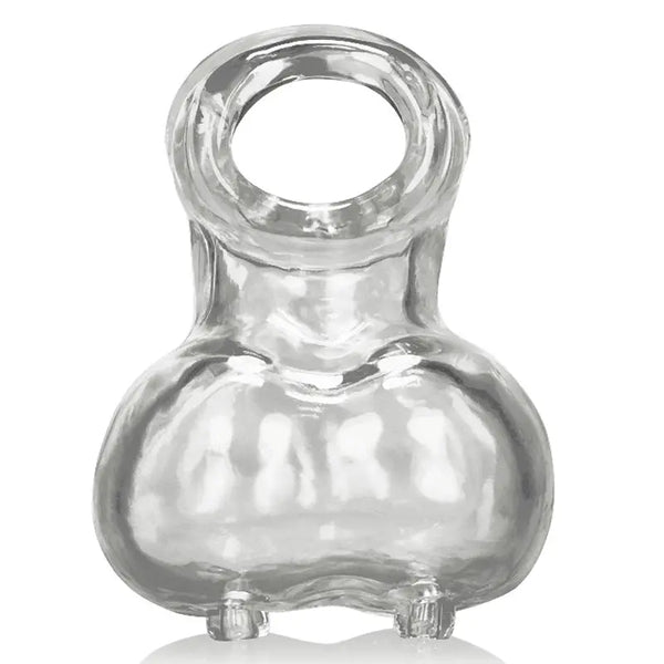 Oxballs Sacksling-2 clear ballbag shown front-facing, made from stretchy FLEXtpr material