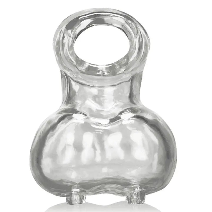 Oxballs Sacksling-2 clear ballbag shown front-facing, made from stretchy FLEXtpr material