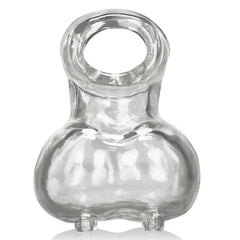 Oxballs Sacksling-2 clear ballbag shown front-facing, made from stretchy FLEXtpr material