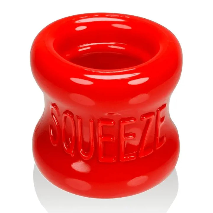 Oxballs Squeeze ball stretcher in red FLEXtpr, hourglass silhouette, front view