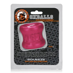 Oxballs Squeeze Soft-Grip Ball Stretcher in hot pink shown in retail packaging