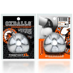 Oxballs Tri-Sport XL packaging front and back displaying product details and FLEXTPR material note