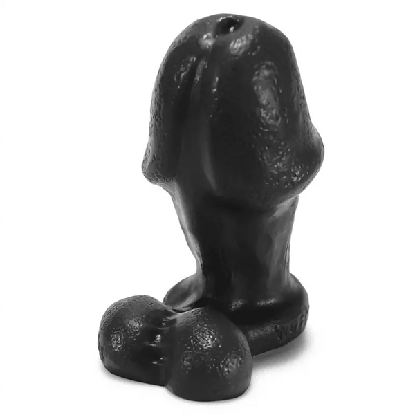 Oxballs Wrecker Butt Plug in black, front view showing textured surface and rounded base