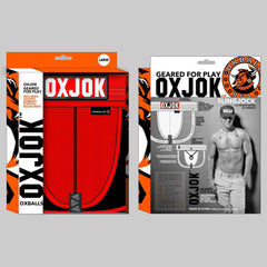 OXJOK Slingjock front and back packaging panels showing product details and size info
