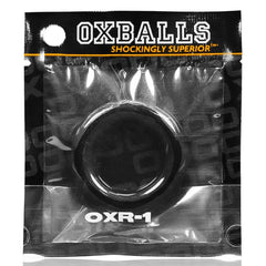 OXR-1 cock ring in branded Oxballs resealable black foil hang-sell pouch