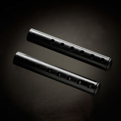 Pair of black textured extension rods with hole-and-pin adjustment system