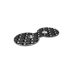 Pair of round self-adhesive electrode pads printed with Mystim branding pattern, shown connected