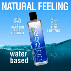 Passion Natural Lubricant bottle partially submerged in water, paraben-free and 510K certified