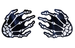 Pastease Boney Skeleton Hands Pasties pair, black satin base with white bone print