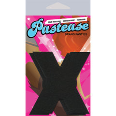 Pastease brand X pasties in retail packaging, waterproof and self-adhesive, black fabric style