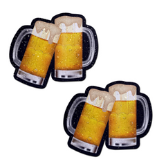 Pastease Clinking Beer Mug Pasties pair, glittery novelty nipple covers with frothy mug design
