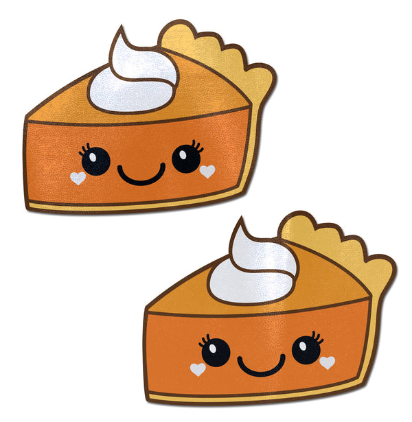 Pastease Happy Kawaii Pumpkin Pie Pasties pair, orange novelty slice design with cream topping