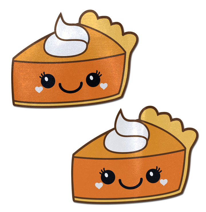Pastease Happy Kawaii Pumpkin Pie Pasties pair, orange novelty slice design with cream topping