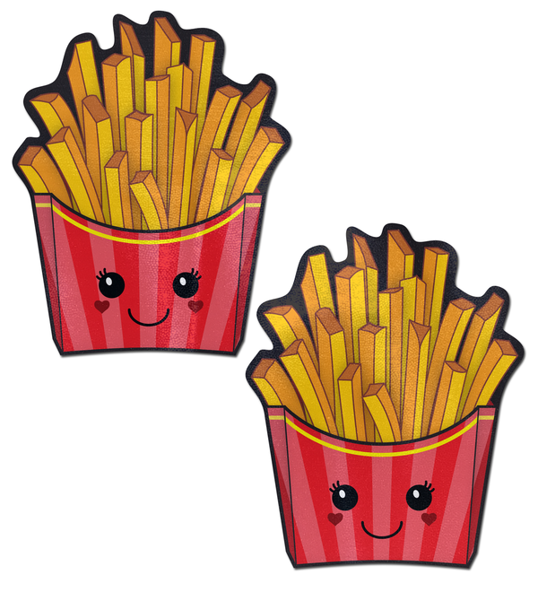 Pastease Pasties Happy Kawaii French Fries pasties, red striped cartons with smiling faces