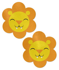 Pastease Pasties Kawaii Lion Flower Pasties, pair of gold and orange adhesive nipple covers