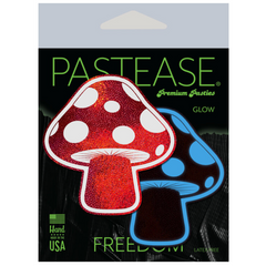Pastease Premium Pasties shroom pair in packaging, latex-free and handmade in the USA