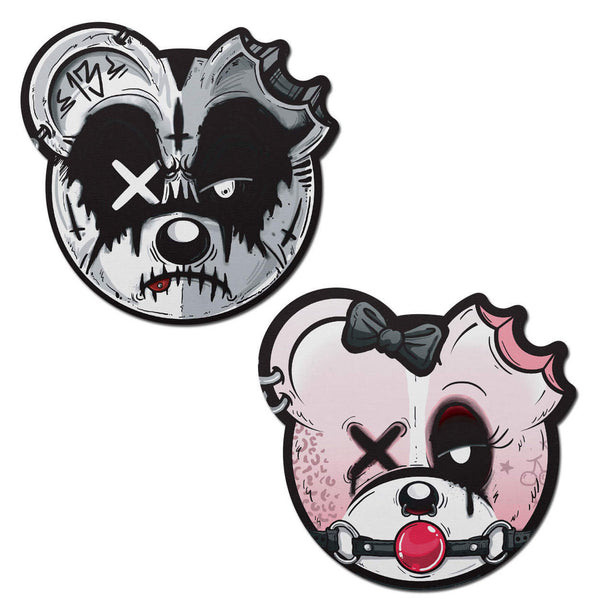 Pastease Scummy Bears Gothic AF Zombie Pasties, two bear face shaped adhesive covers