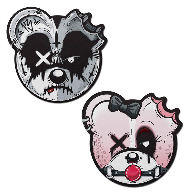 Pastease Scummy Bears Gothic AF Zombie Pasties, two bear face shaped adhesive covers